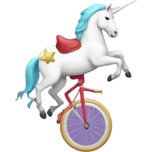 an upside down unicorn riding a unicycle emoji