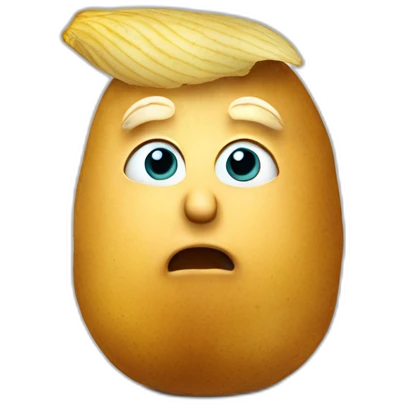 Donald Trump sittning on a potato emoji