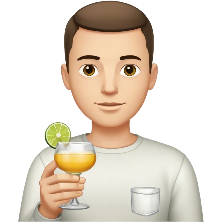 white guy, brunette crew cut hair, holding tequila emoji