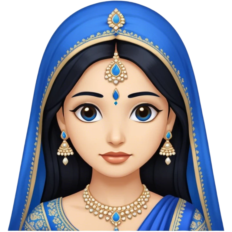 indian bride with long black hair and blue wedding clothes emoji