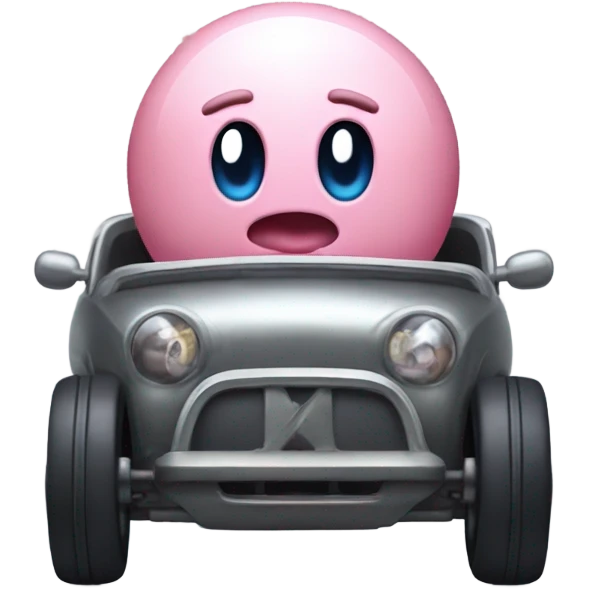 Metal Kirby eyes eyes, cute no mouth drive with car wheels  emoji