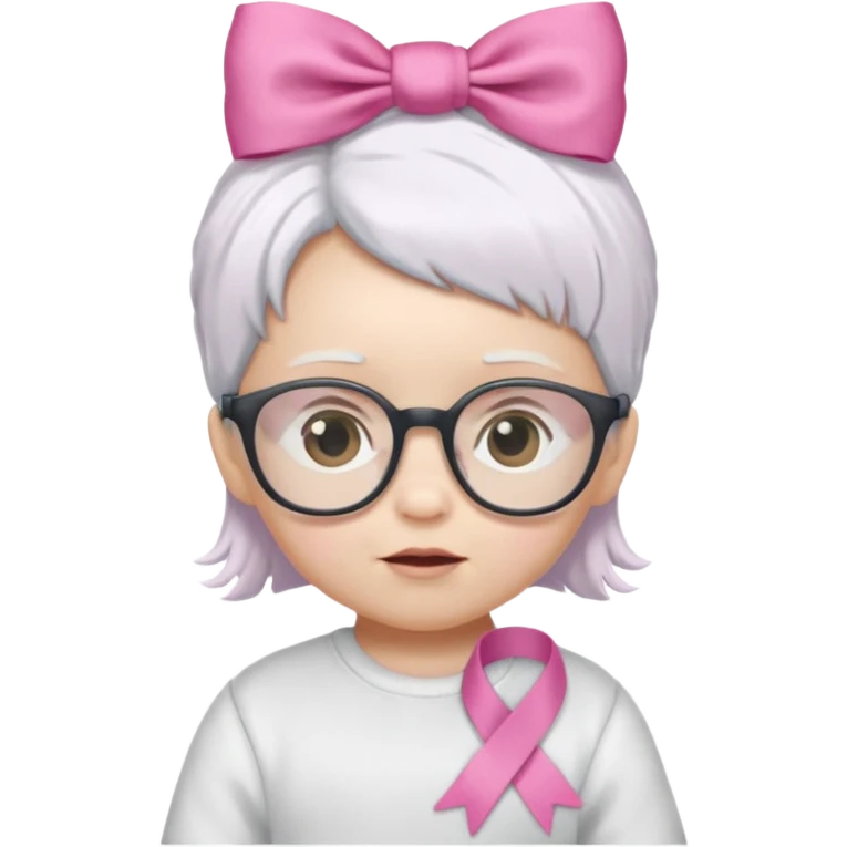 white haired little baby with glassess and ribbon on hair emoji