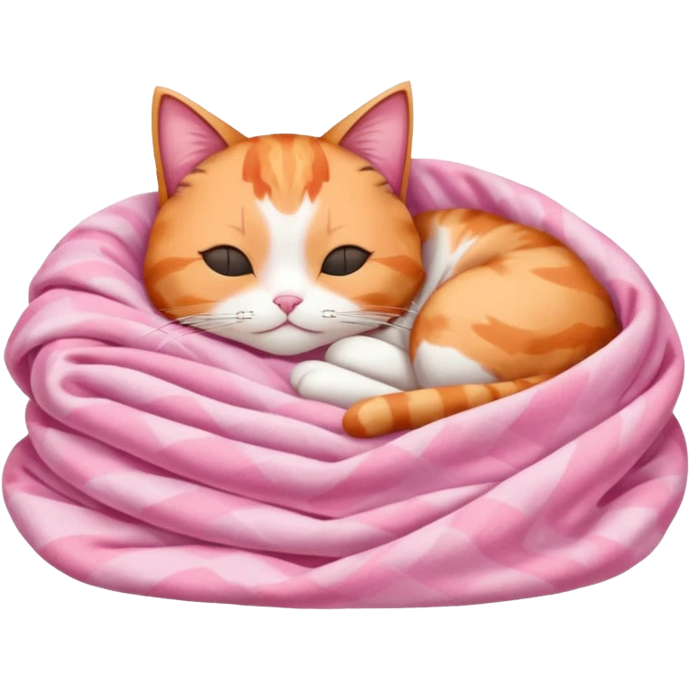 Calico Cat Sleeping Under A Pink Pastel Blanket  emoji
