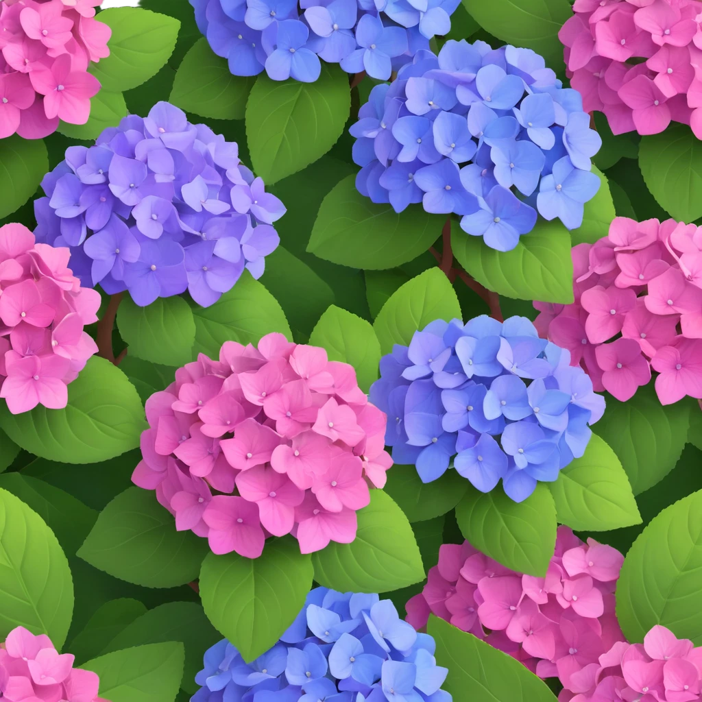 purple and pink hydrangeas with green leaves emoji