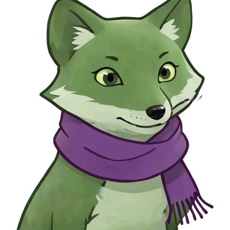 Cute arctic fox with purple and teal emoji