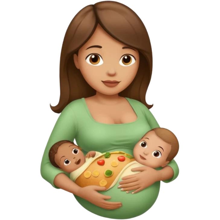 Pregnant lady but the baby is food emoji