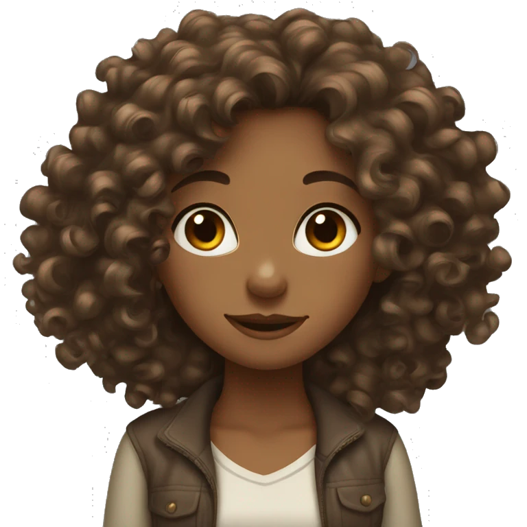Curly haired brown girl  emoji