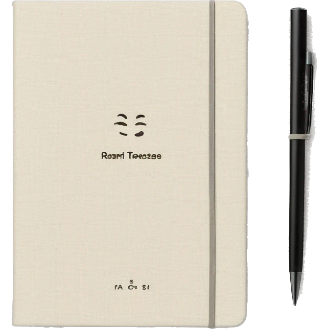 Cream Linen textured cover notebook with a elegant small text emoji