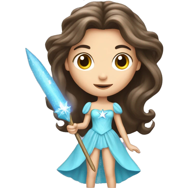Brunette girl fantasy princess star wand emoji