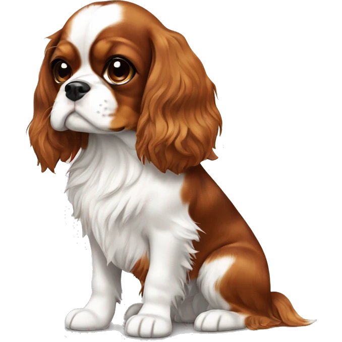 Girl cavalier king charles spaniel dog brown and white emoji