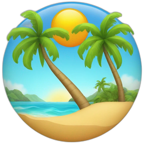 sun, ocean, island with palm tree emoji