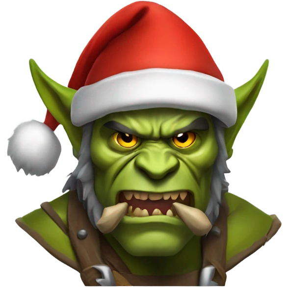 Fierce Orc ranger wearing santa hat emoji