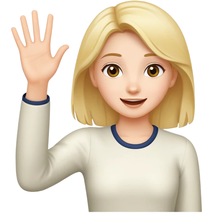 girl excitedly waving her hand hello emoji