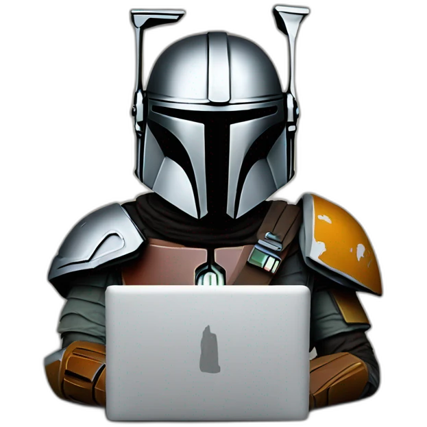 Mandalorian coding with laptop emoji