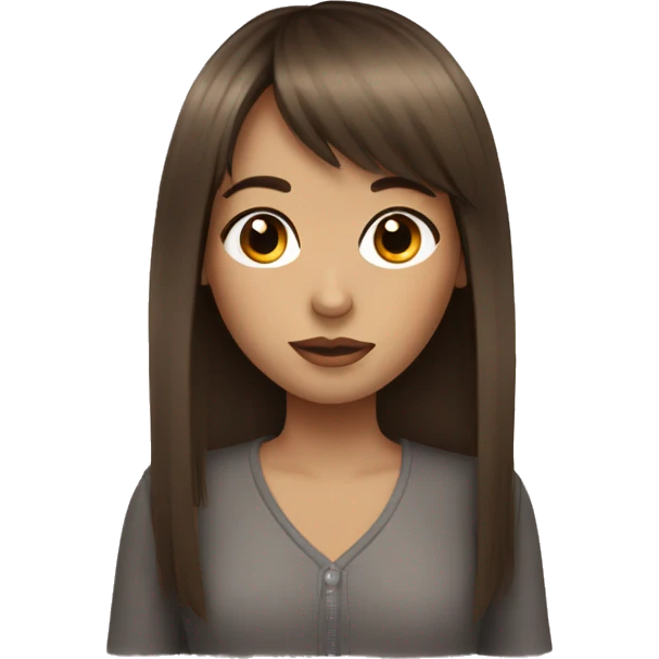 Brown hair girl with a fringe with long eyelashes  emoji
