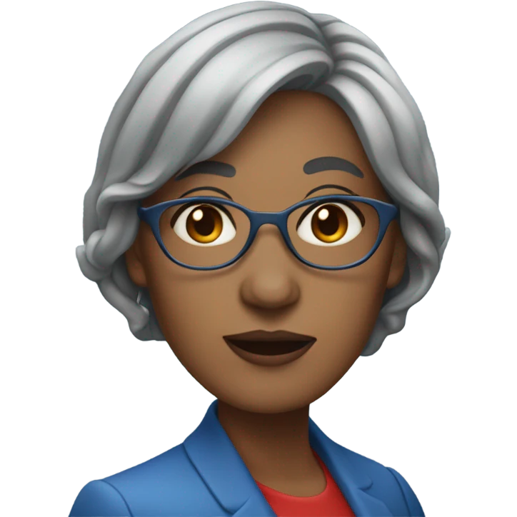 Grey long hair with blue streak and red tipped bangs on a lady in her late 40s emoji