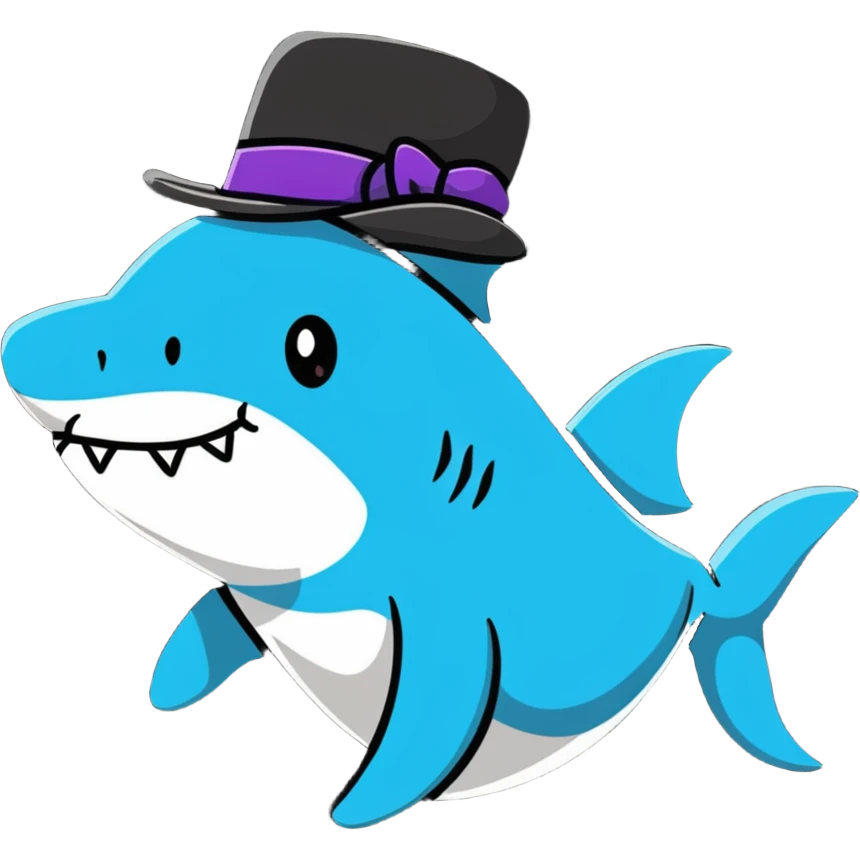 Shark with a top hat emoji