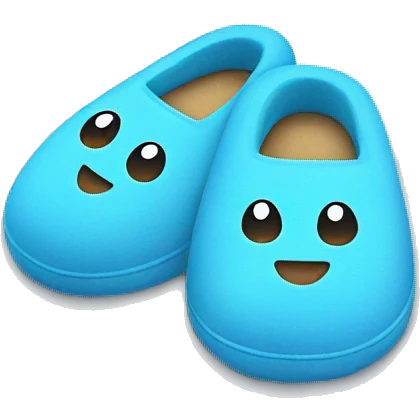 Cute blue slippers with a face on it emoji