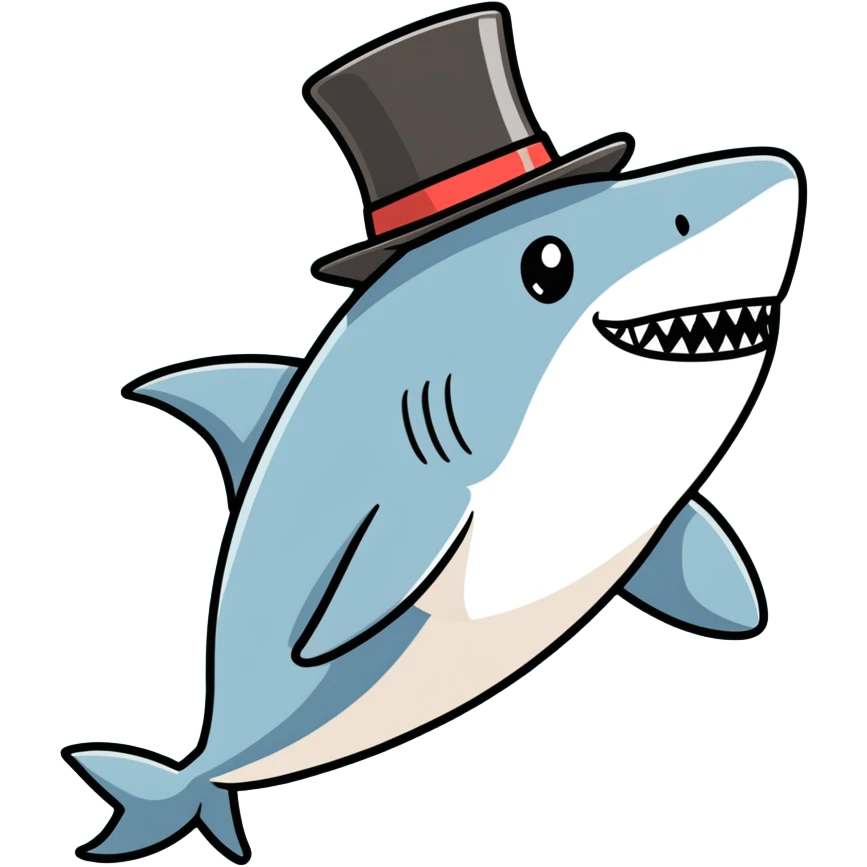 Shark with a top hat emoji