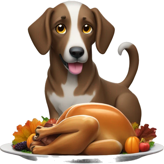 Anatolian Shepard dog eating thanksgiving turkey emoji