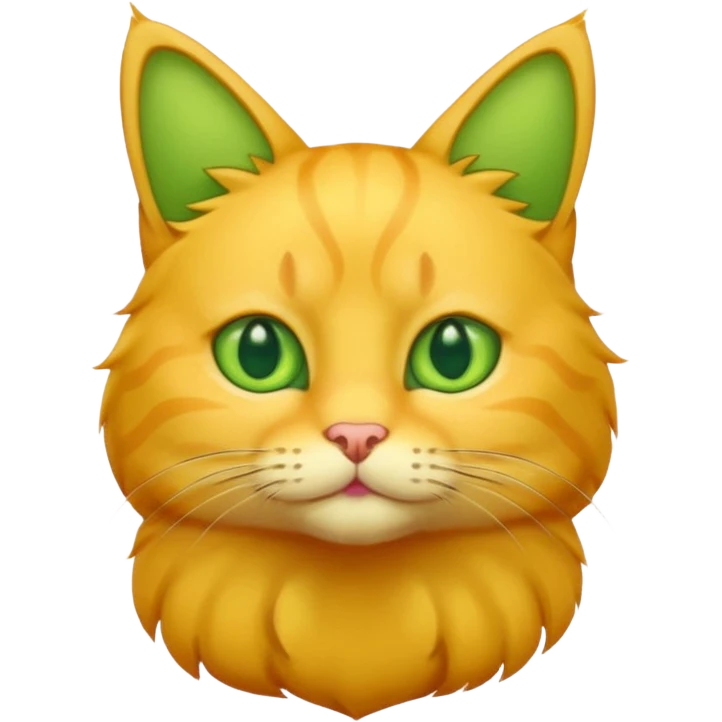 GATO AMARILLO SIN OREJAS VERDES emoji