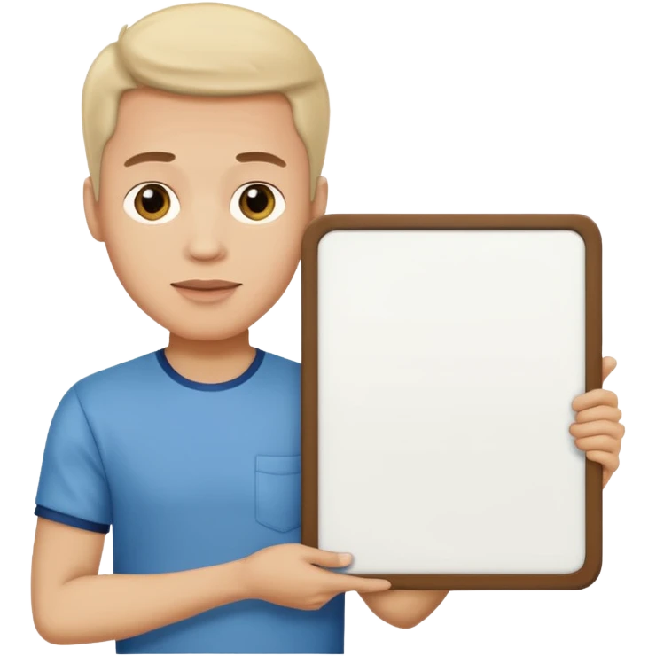 A guy from the 1980’s holding a large blank sign emoji