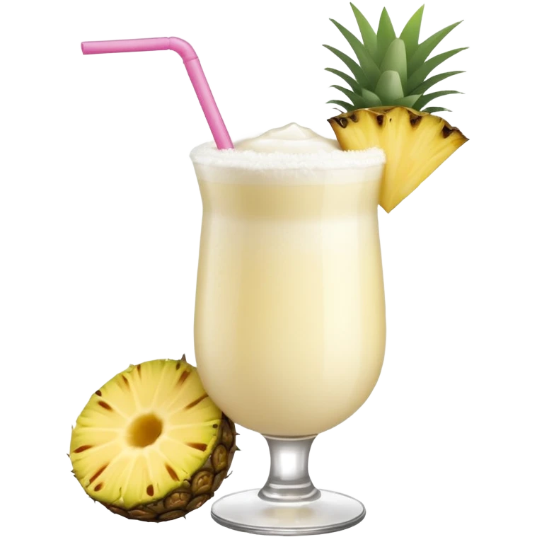 Pina Colada – coconut or glass with pineapple slice and straw emoji