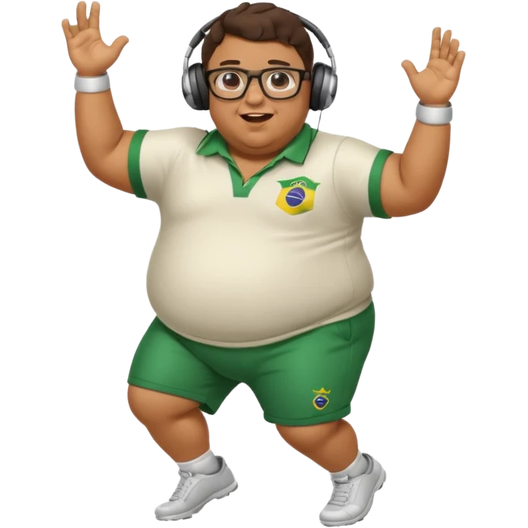 make an guy called pedro who is dancing with a football and playing brazzilian phonk and hee has glasses and is obese emoji