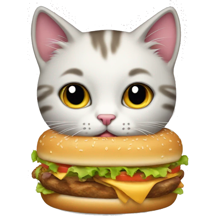 kitty cat eating a hamburger emoji