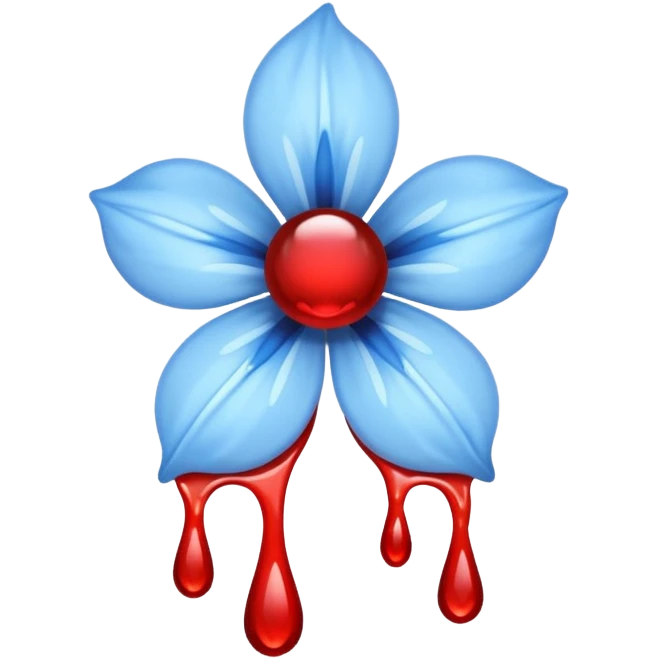 light blue flower bleeding blood emoji