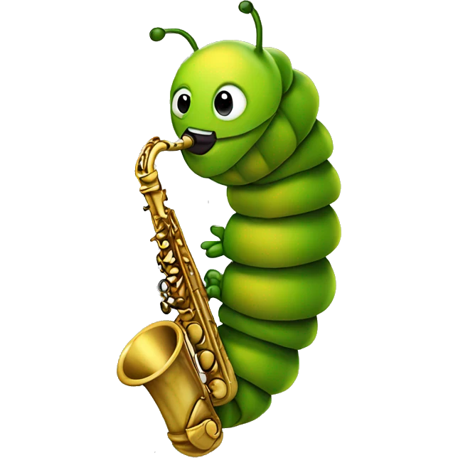 Caterpillar playing saxaphone emoji
