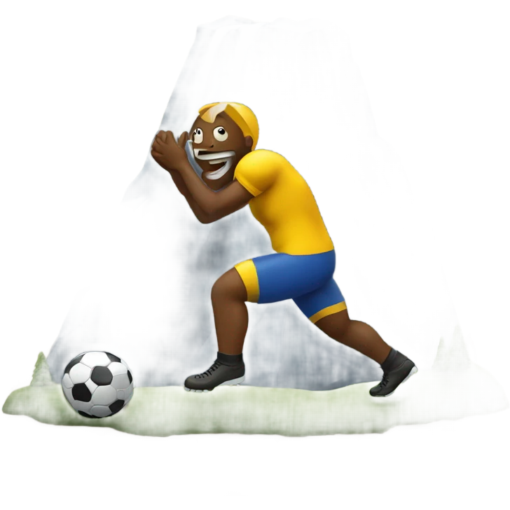 Football peeing on a mountain emoji