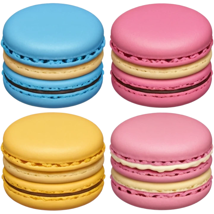 1 Blue Macaroon, 1 Pink Macaroon, And 1 Yellow Macaroon  emoji