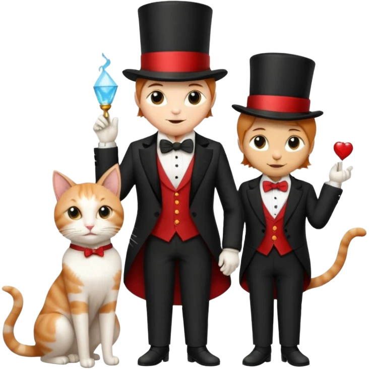 magician couple and their pet cat emoji
