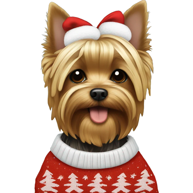 yorkie wearing a christmas sweater emoji