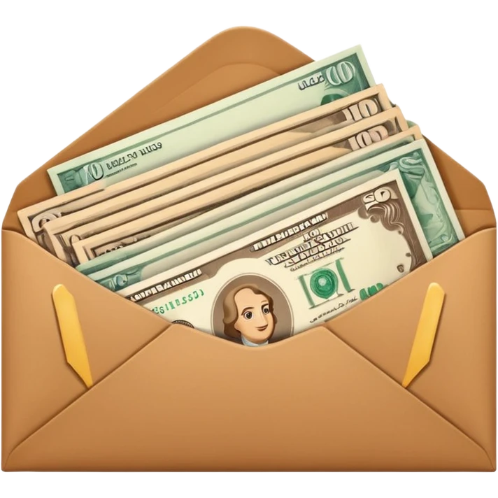 Banknotes in brown envelopes emoji