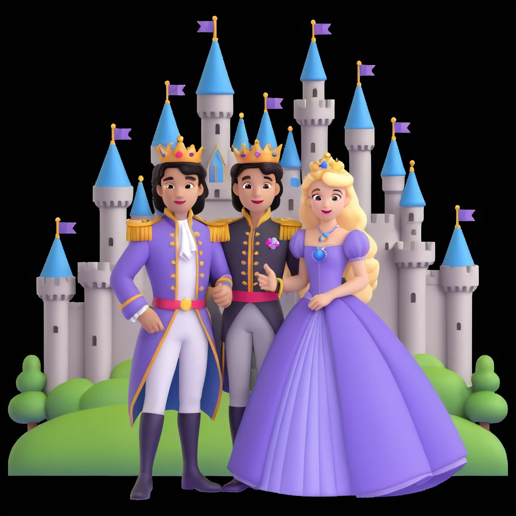 prince and princess Disney dress close up photo in castle background emoji
