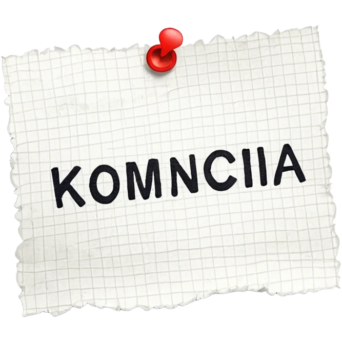 A piece of paper where the word is written “комиссия»  emoji
