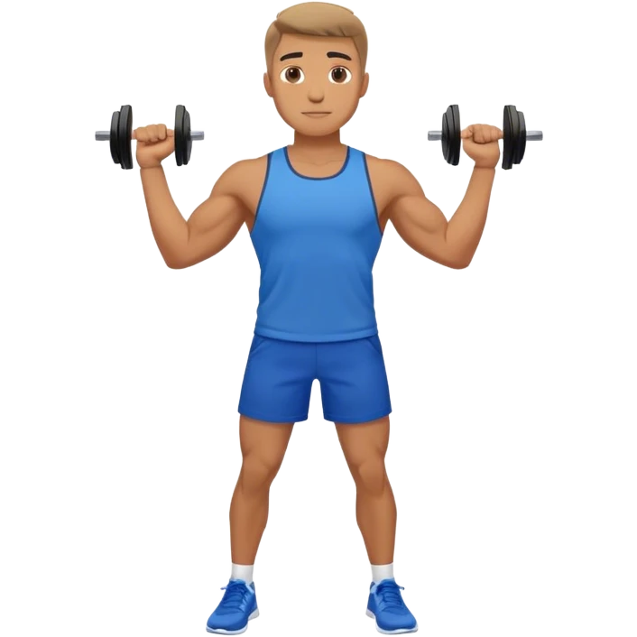 man with blue shorts doing side-lateral raise (T pose) emoji