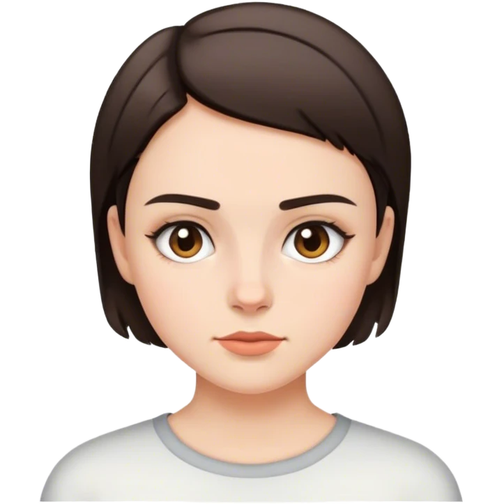Brunette girt with a shirt hair and shaved eyebrow  emoji