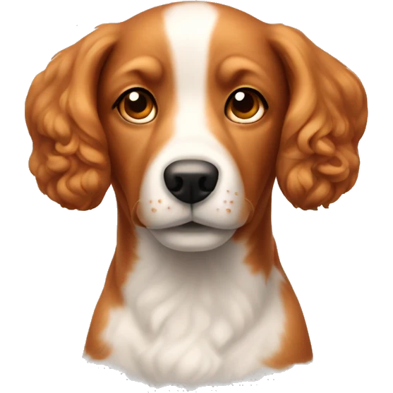 Light red dog with curly hair on ears and a white snout emoji