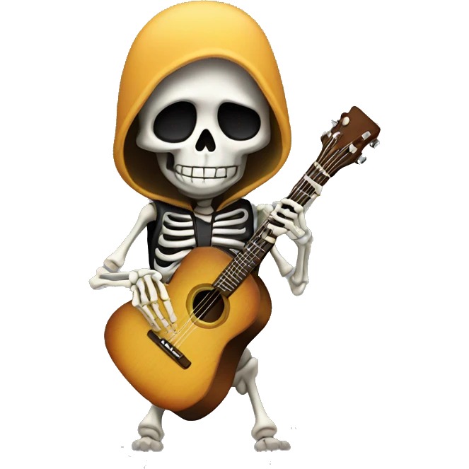 Skeleton playing guitar emoji