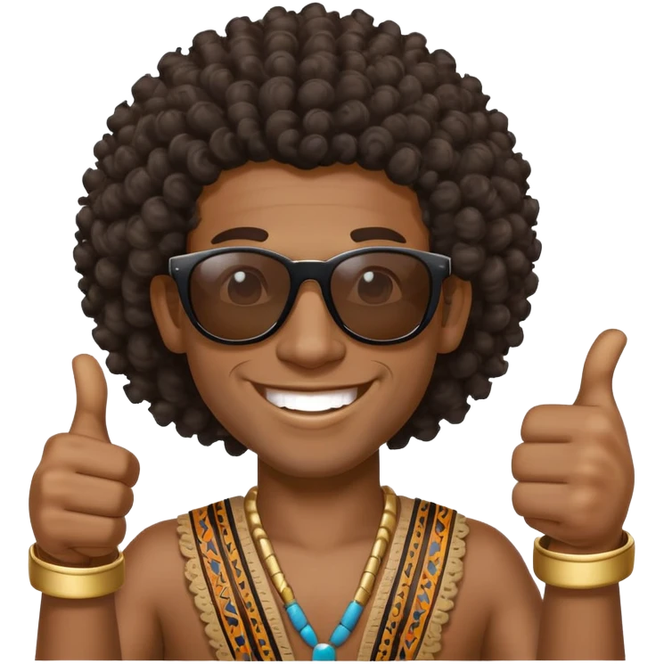 Black tribal man with curly hair wearing sunglasses smiling thumbs up emoji