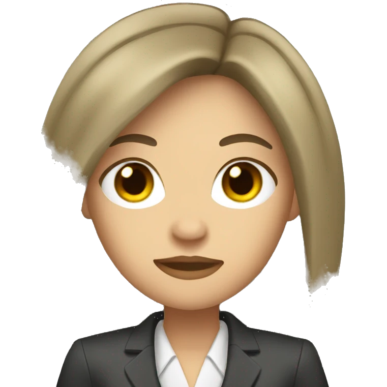 Female defense attorney with long black hair with brown suit emoji