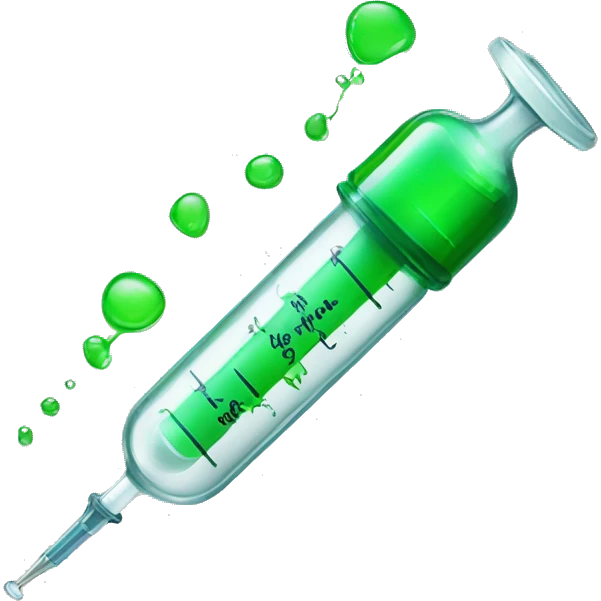 a syringe with a green liquid and the inscription activator  emoji