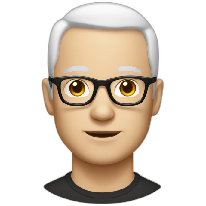 Man with glasses, very white skin, hairless and black hair emoji