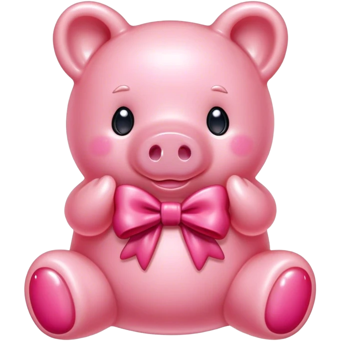 pink gummy jelly bear pig with bow emoji