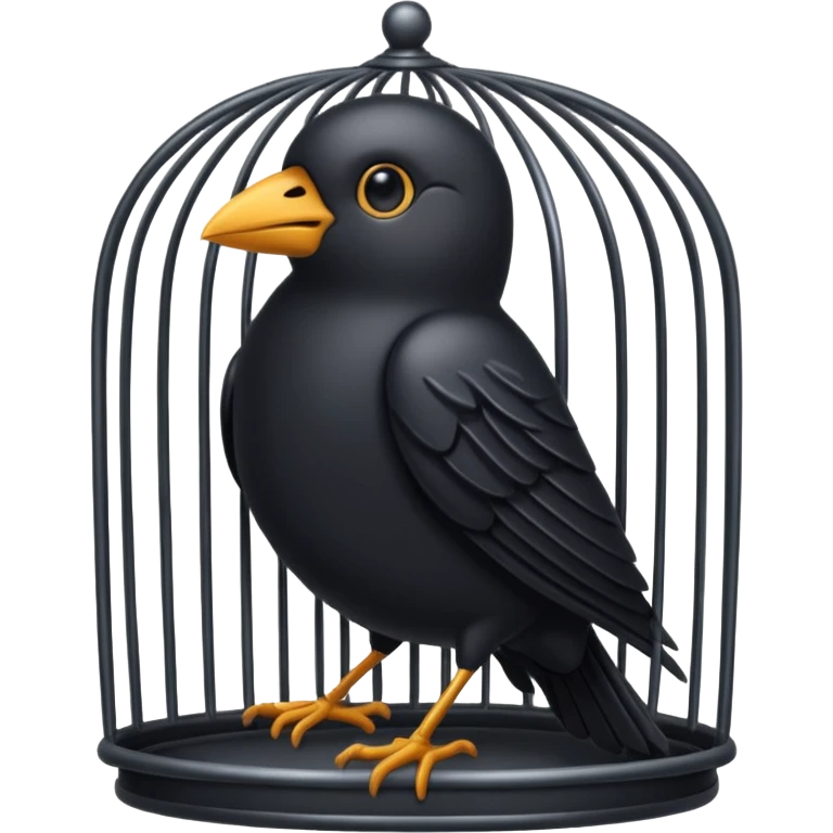 black bird in cage emoji