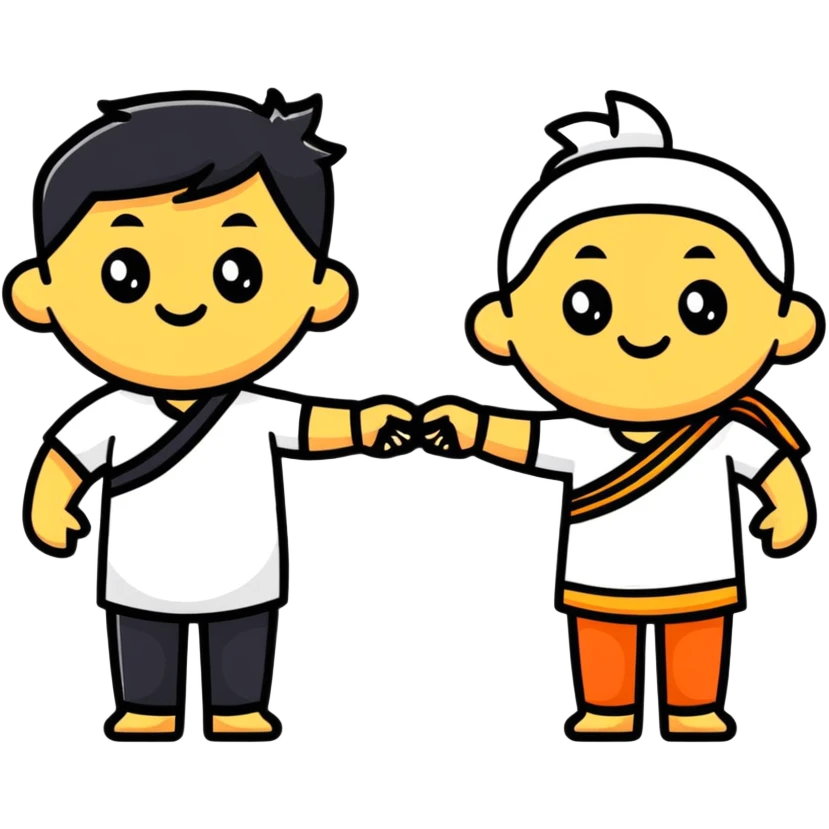 cute characters linking arms with Hindi word Tumse emoji
