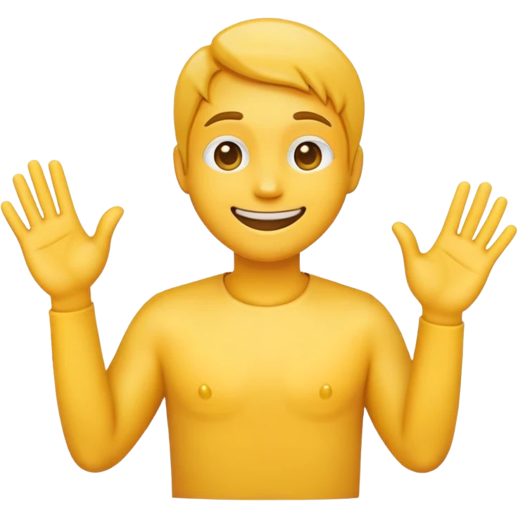 Yellow emoji with one hand on their chest, the other hand extended with palm facing outwards emoji
